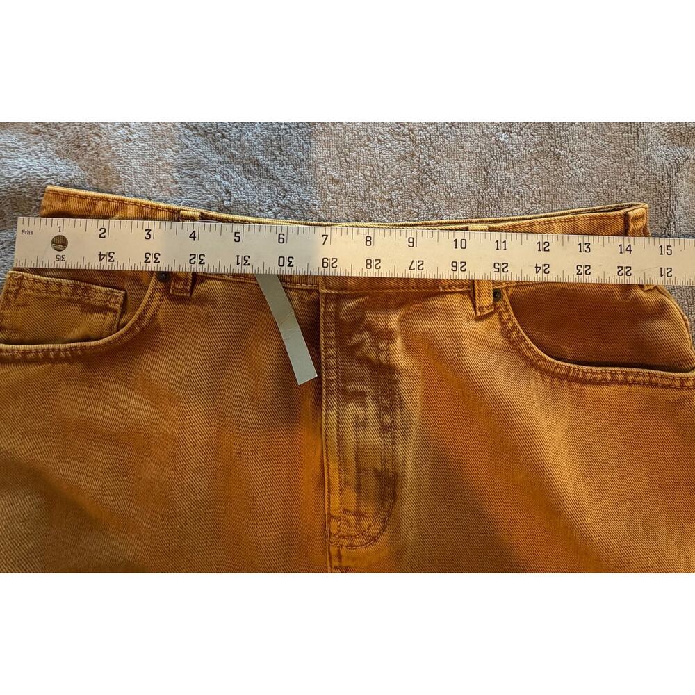 ASOS Mustard Yellow Denim Skirt Tall Womens Size 8 NWT Y2K Skater Casual - Picture 6 of 7